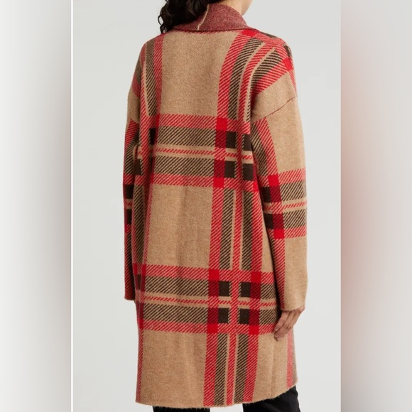 Joseph A Plaid Longline Cardigan FRISCO PLAID SPICE COMBO, Size Large - Picture 2 of 3